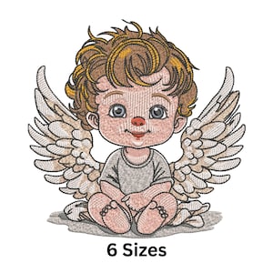 Cute Baby Angel Embroidery Design, Baby Boy Machine Embroidery Pattern, Angel Boy Embroidery File, 6 Sizes, Instant Download