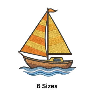 Sailboat Machine Embroidery Design: Summer Boat Pattern, 6 Sizes (Instant Download)