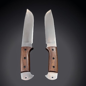 Handmade Cowboy Knife: D2 Steel, Rosewood Handle & Leather Sheath
