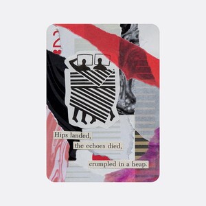Impressão de arte para download digital — Carta de baralho de mídia mista cortada à mão, colagem de poesia eclética — Decoração de parede para casa — Alta resolução 300 dpi — Echos Died