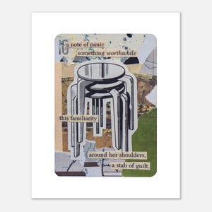 Impression d'art physique, coupe à la main, techniques mixtes, cartes à jouer, collage de poésie éclectique, décoration murale, papier mat, plusieurs formats, panique familière