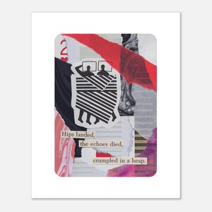Stampa artistica fisica, carta da gioco tagliata a mano, tecnica mista, collage di poesia eclettica, decorazione da parete per la casa, carta opaca, diverse dimensioni, Echoes Died
