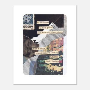 Impresión artística física cortada a mano, técnica mixta, naipes, collage de poesía ecléctica, decoración de pared para el hogar, papel mate, varios tamaños, plumón y magullado