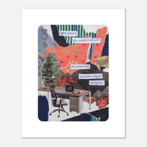 Physical Art Print Hand-Cut Mixed Media Playing Card Eclectic Poetry Collage—Home Wall Decor—Matte Paper Multi-Sizes—Double Edged Delights