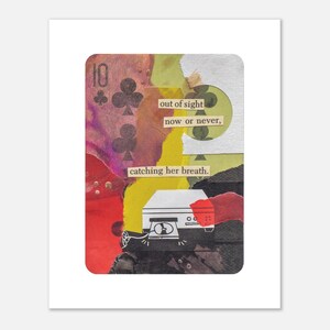 Impresión artística física, cortada a mano, técnica mixta, naipes, collage de poesía ecléctica, decoración de pared para el hogar, papel mate, varios tamaños, alientos ocultos