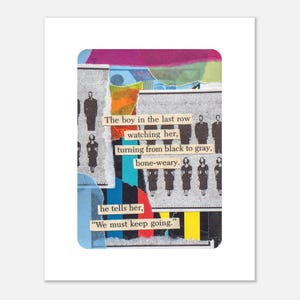 Stampa artistica fisica, carta da gioco tagliata a mano, tecnica mista, collage di poesia eclettica - Decorazione da parete per la casa - Carta opaca, multiformato - Il ragazzo