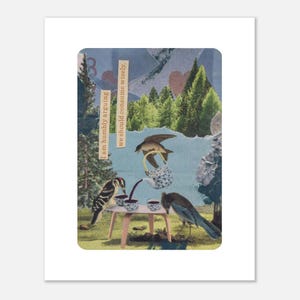 Impression d'art physique, coupe à la main, techniques mixtes, cartes à jouer, collage de poésie éclectique, décoration murale, papier mat, plusieurs formats, à consommer judicieusement, à l'heure du thé