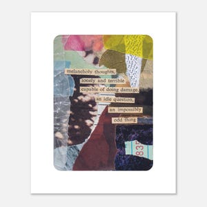 Physical Art Print Hand-Cut Mixed Media Playing Card Eclectic Poetry Collage—Home Wall Decor—Matte Paper Multi-Sizes—Melancholy Thoughts