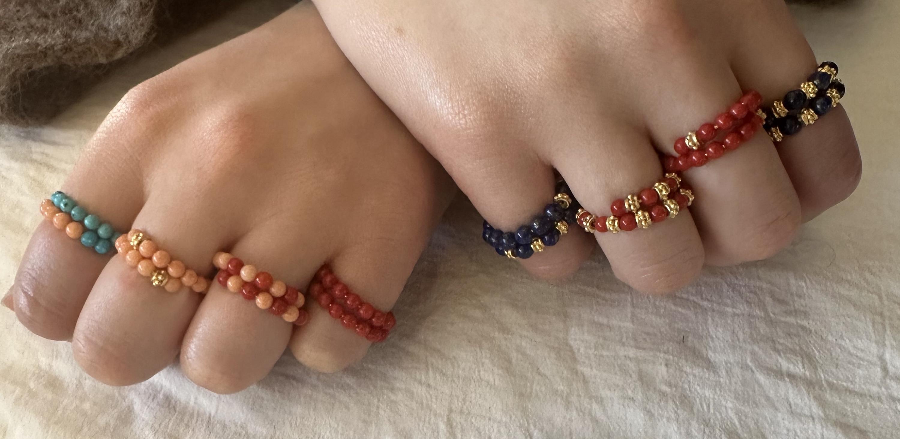 赤珊瑚とベルメイユビーズのリング - Etsy 日本