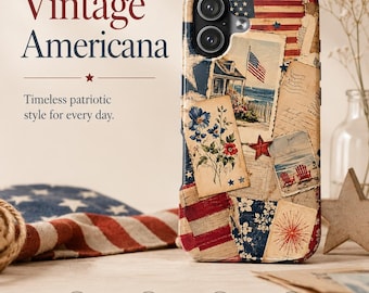 Vintage Americana Phone Case, Patriotic USA Scrapbook Collage for iPhone & Samsung