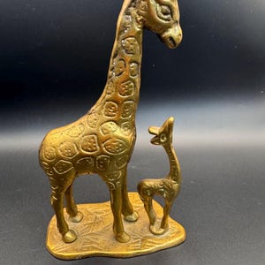 Vintage schöne Messing Eltern & Baby Giraffe - MCM Decor Zoo Life 8 ”groß