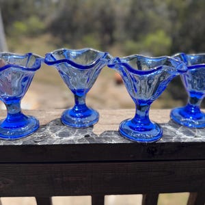 Vintage Bormioli Rocco Italy Blue Glass Sundae Ice Cream Tulip - Main Image