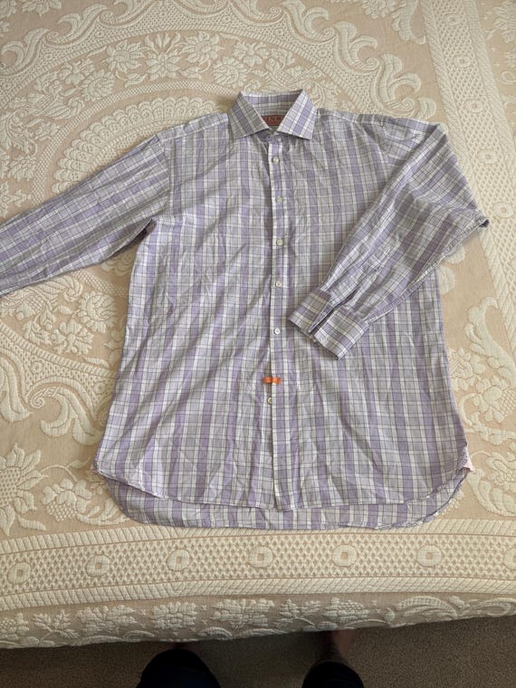 men pink dress shirt Quattro Flex Dress Shirt with Semi-Spread Collar Pink Gingham S / Pink Gingham