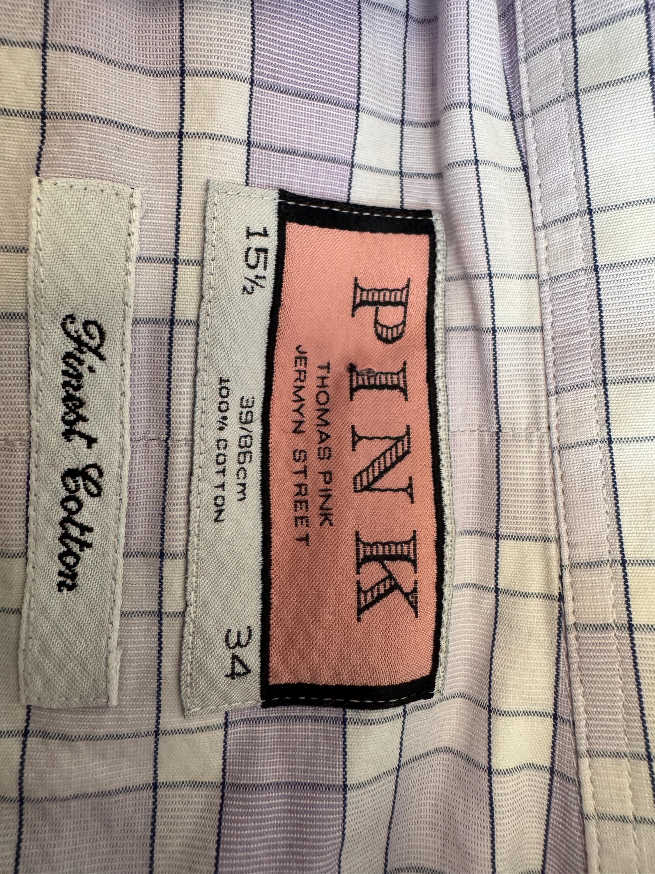 Thomas Pink Mens Dress Shirt French Cuff Multicolor Check Size