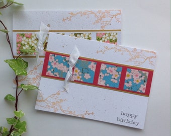 GREETINGS CARDS  ( 2 x blank ) ' Blossom 2 ' . Japanese style . Yuzen .UK seller...  ready to ship..