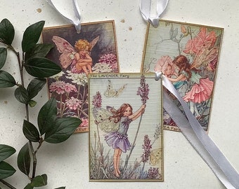 GIFT TAGS , ( pack of 3 diff designs). Flower Fairies - 'Summer mix 2 ' . Pastel. Lavender . Sweet Pea ..UK seller...ready to ship..