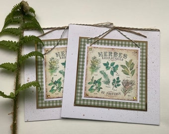 GREETINGS  CARDS , ( pack of 2 )  . Vintage-style . Spring .  Summer. Herbs. Birthday  .UK seller...