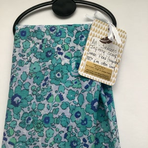 100% FINE COTTON lawn infinity scarf . Blue. turquoise . 'Flora' . All-seasons . Lightweight .UK seller .... Ready to ship... image 5