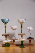 Handmade Customized Seashell Wine Glasses - Wedding Gifts - Anniversary Gifts - Beach Weddings - Handmade Seashell Martini Glasses  Artwork