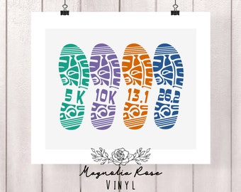 10K Marathon Decal Vinyl Sticker Man Runner Swoosh Logo Running Run Jogging