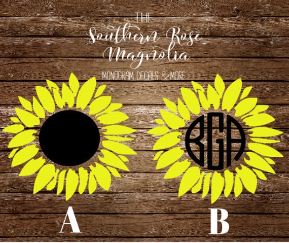 Download Sunflower Decal Monogram Sunflower Sunflower Monogram | Etsy