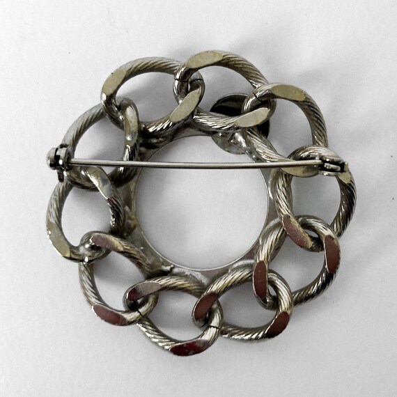 Vintage Silver Toned Interlocking Circle/Ring Bro… - image 2