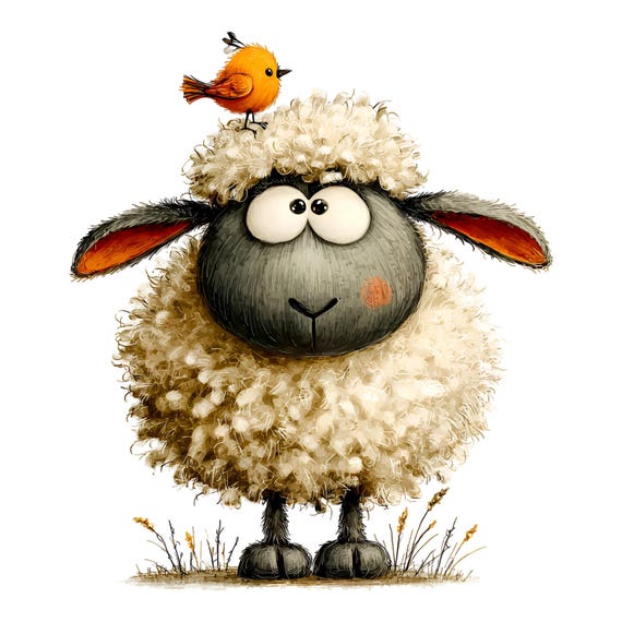 Quirky Winter Sheep Clipart – Funny Cozy Farm Animal PNG Bundle (Digital Download, Commercial Use) 33 PNG