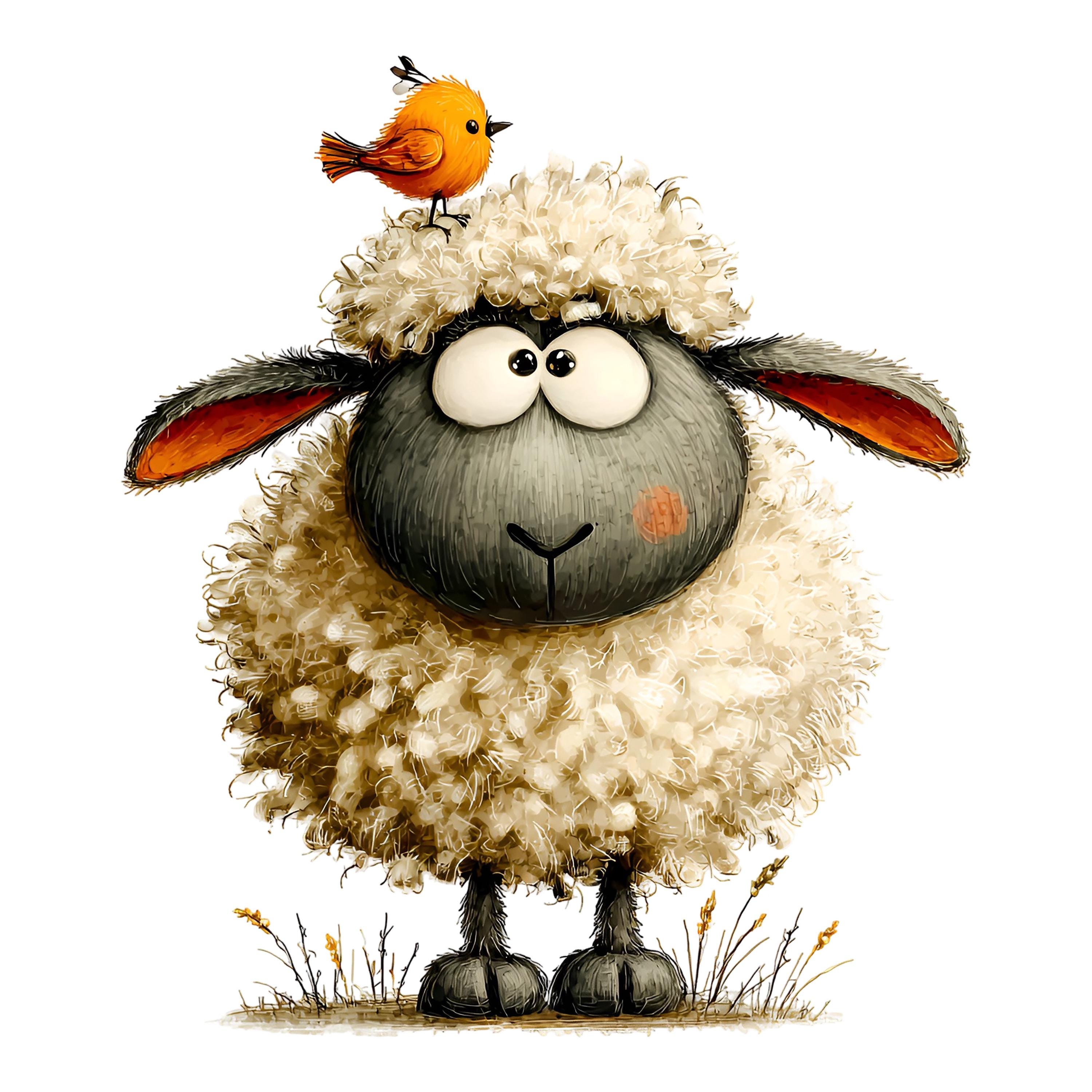 Quirky Winter Sheep Clipart – Funny Cozy Farm Animal PNG Bundle