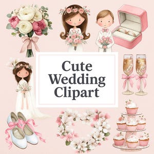 Wedding Couple Clipart PNG: Bride and Groom Illustration (Digital Download, Commercial Use)