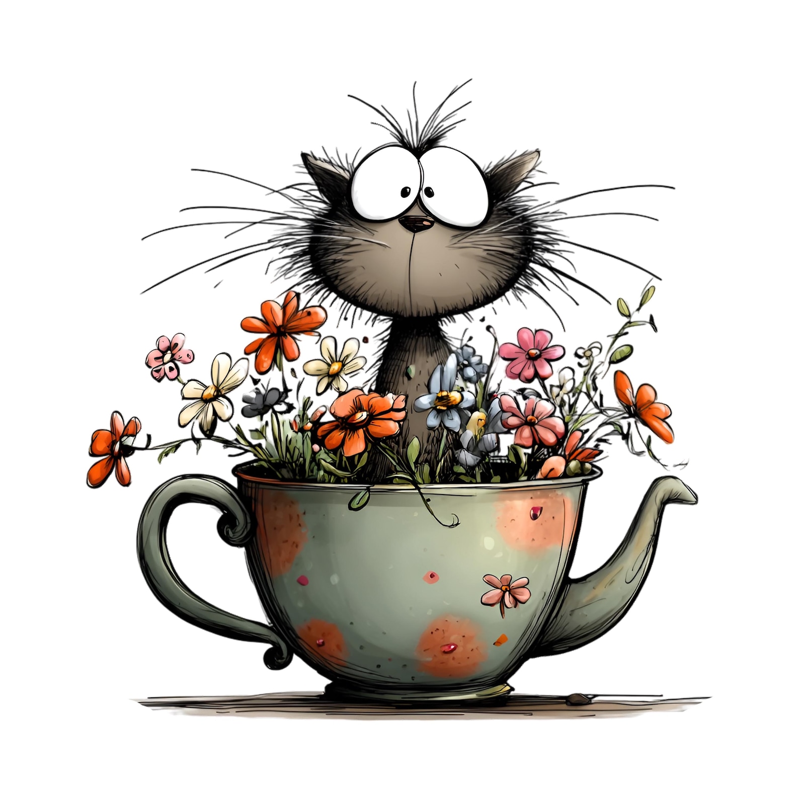 Whimsical Cats Clipart Bundle – Cute Kitty PNG Set (digital Download ...