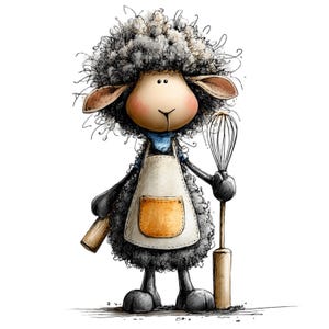Nyckfull bondgårdsfår Clipart – Akvarell lantdjur PNG-set (digital nedladdning) 39 PNG bild 14