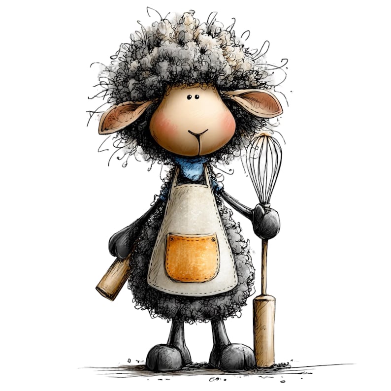 Nyckfull bondgårdsfår Clipart – Akvarell lantdjur PNG-set (digital nedladdning) 39 PNG bild 14