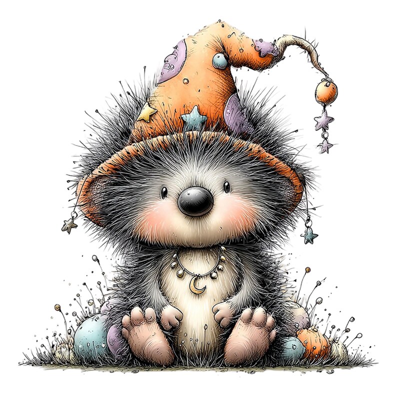 29 PNG JPG Whimsical Halloween Hedgehog Clipart Bundle – Cute Spooky Hedgehog Graphics | Commercial Use image 20