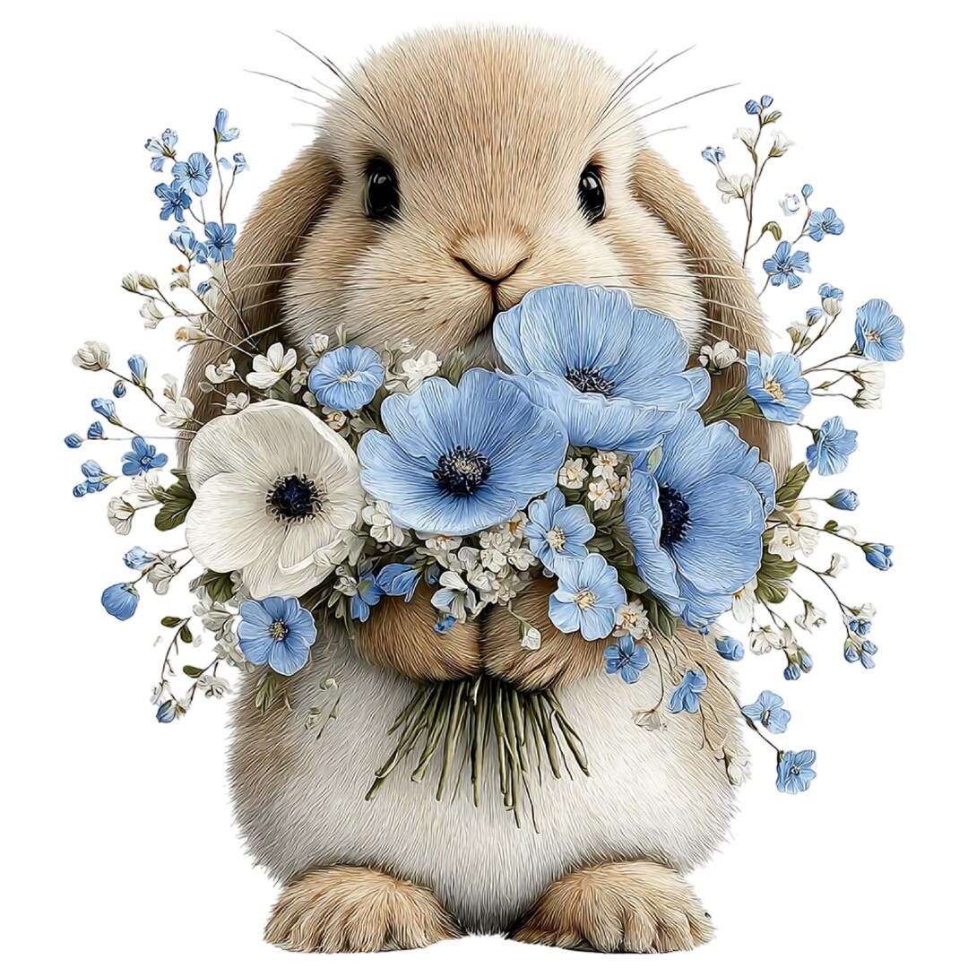 Watercolor Spring Rabbit Illustration PNG Set: Seasonal Animal Art 36 ...