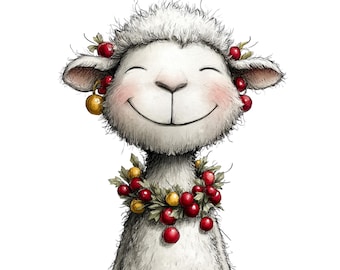 Christmas Sheep Clipart: Cute Winter Farm Animal PNG Images (Digital Download) 38 PNG