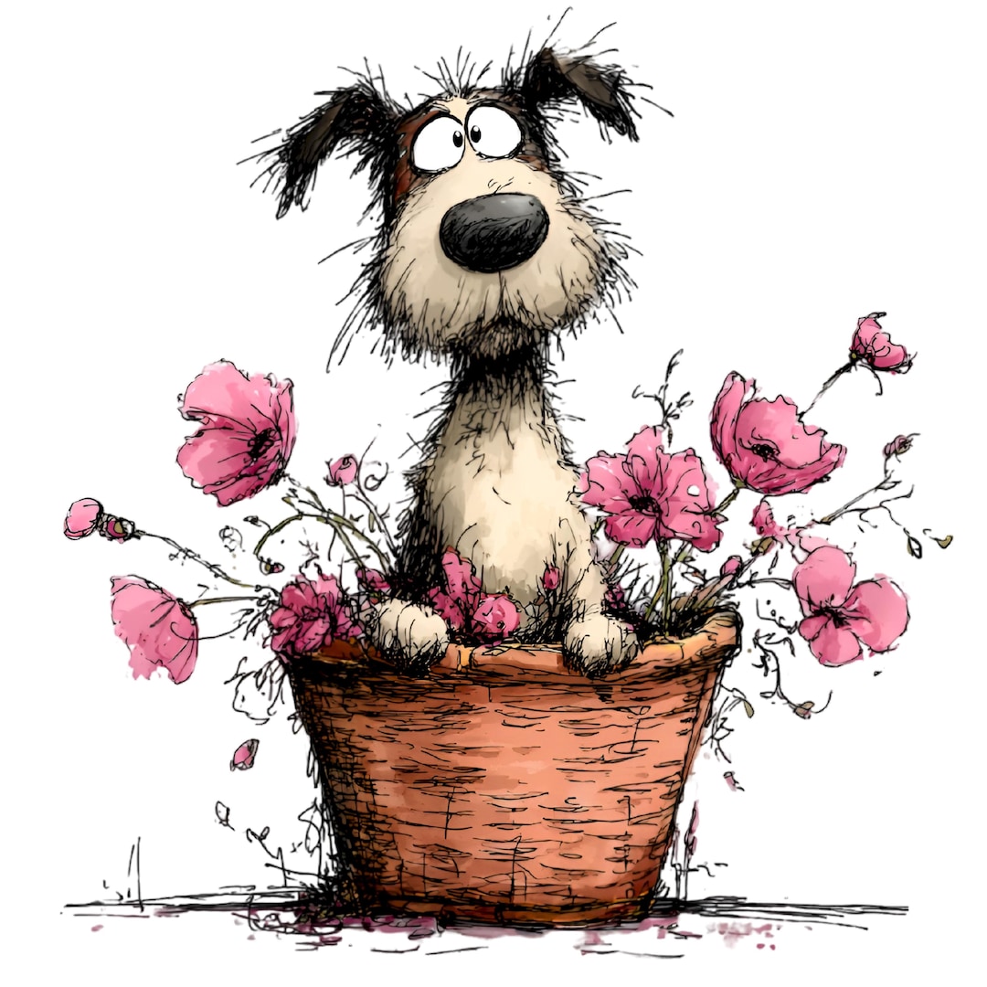 Funny Quirky Dogs PNG Set: Whimsical Watercolor Clipart Bundle 35 PNG ...