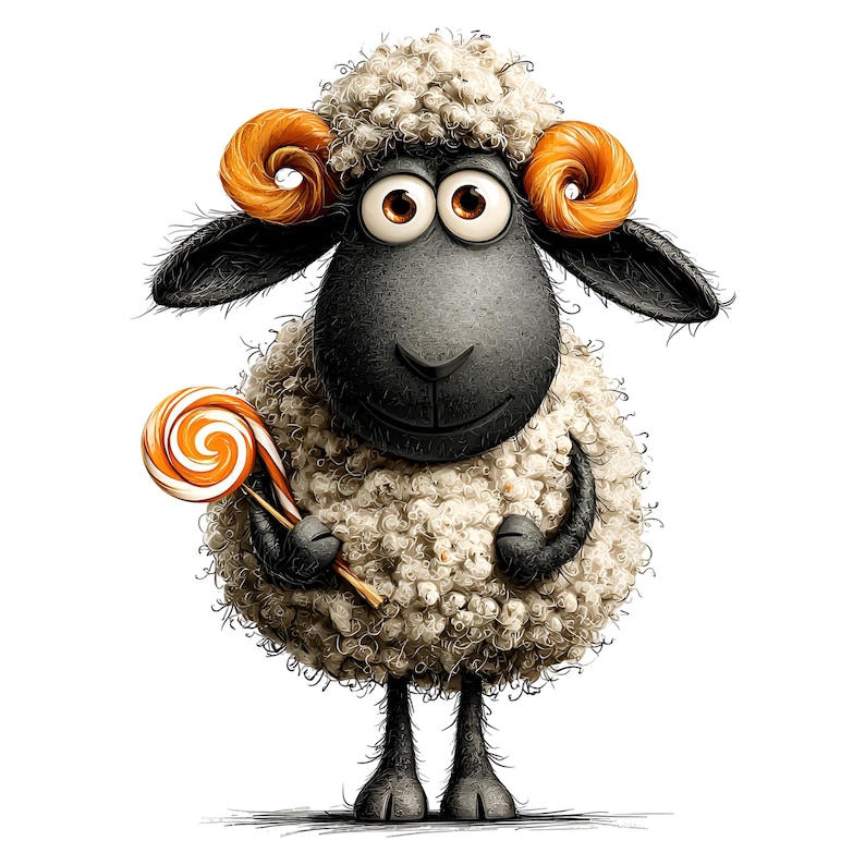 Grappige winterse schapenclipart – Leuke, knusse boerderijdieren PNG-bundel (digitale download, commercieel gebruik) 33 PNG afbeelding 19