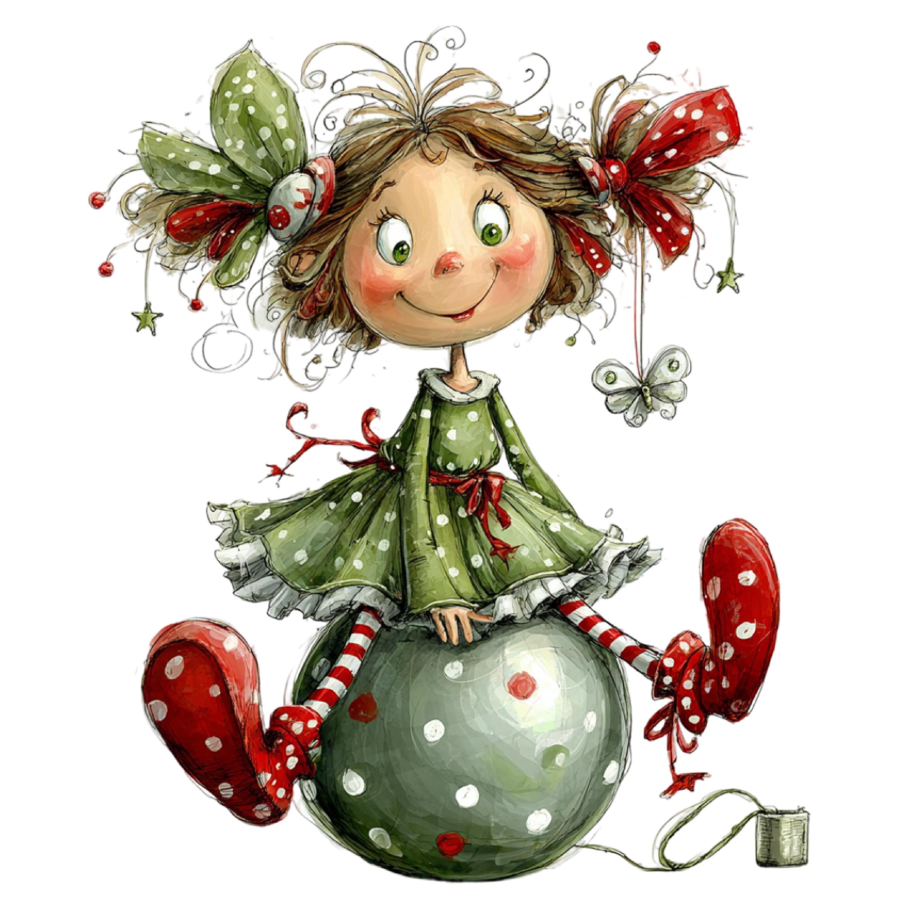 Christmas Whimsical Fairy PNG Set: Festive Watercolor Clipart Bundle 32 PNG  - Etsy, image size:3000x3000
