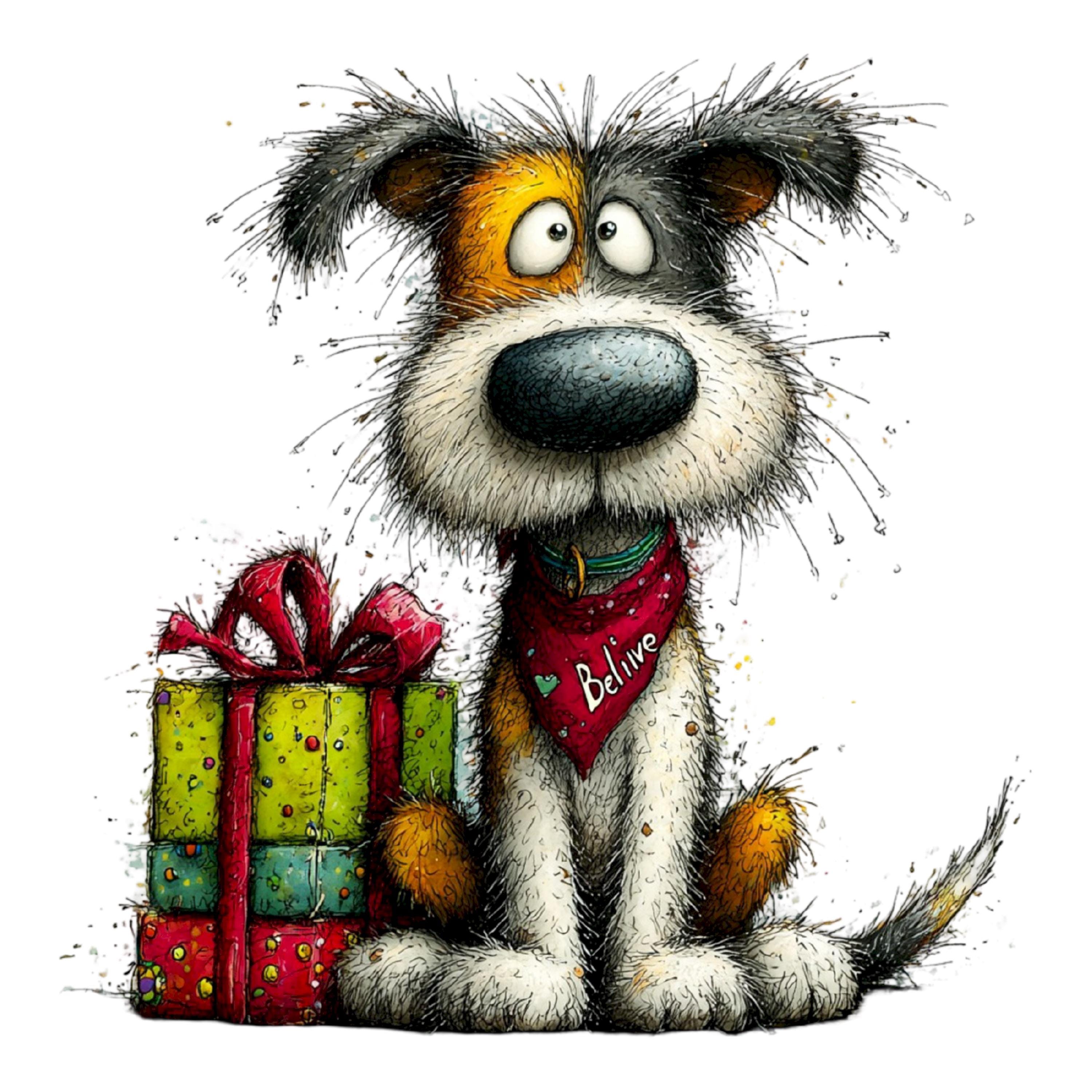 Whimsical Christmas Dog Clipart – Cute Holiday Pet PNG Bundle (digital ...