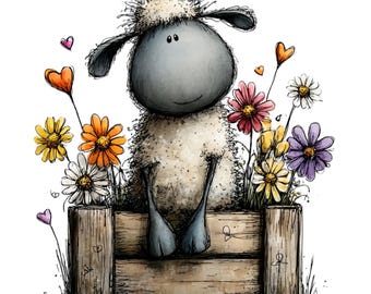 Whimsical Farm Sheep Clipart – Watercolor Country Animal PNG Set (Digital Download) 39 PNG
