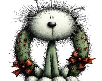 Whimsical Christmas Cat Clipart : Funny Holiday Cats PNG Images (Digital Download) 56 PNG