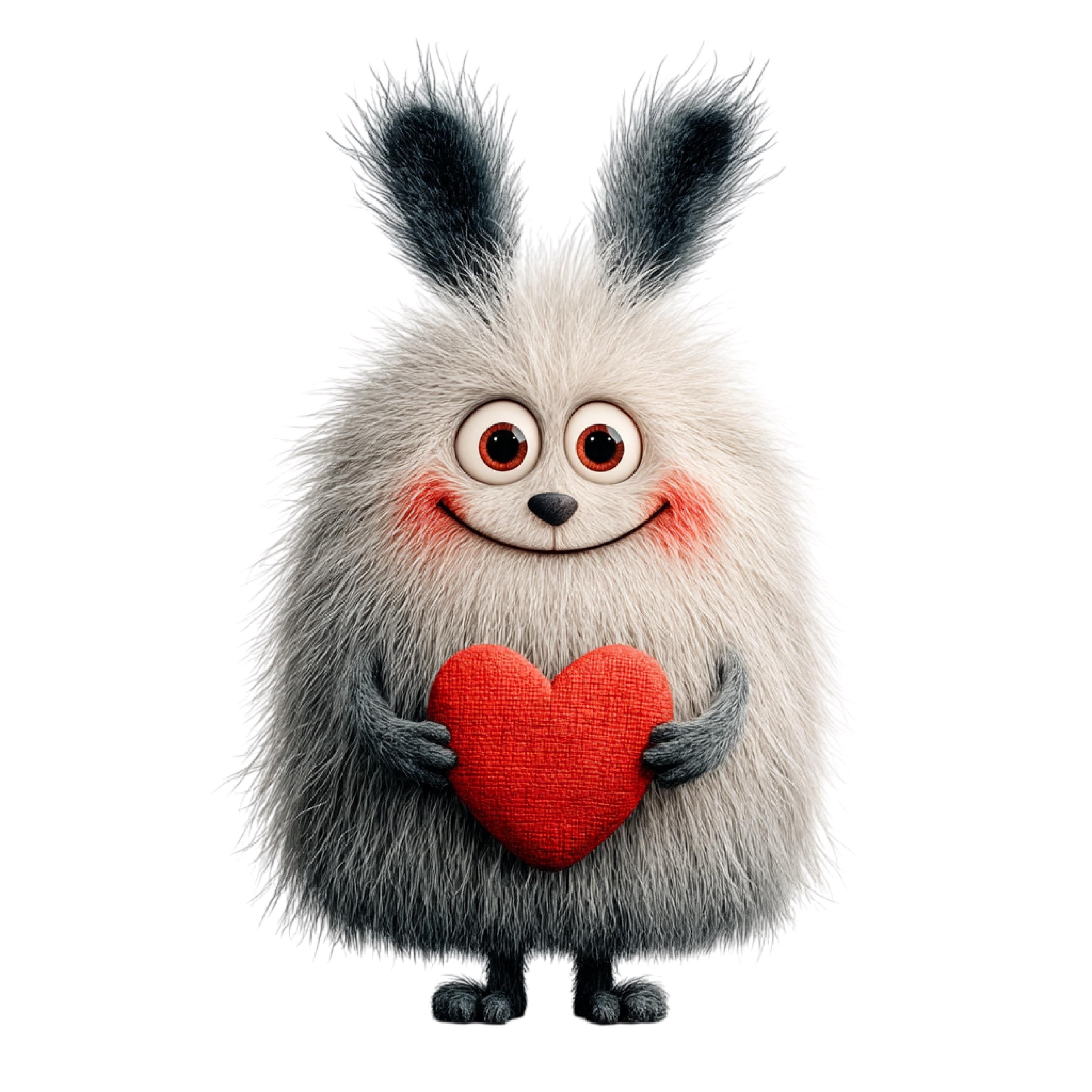 Whimsical Valentine Bunny Clipart – Cute Love Rabbit PNG Set (digital ...
