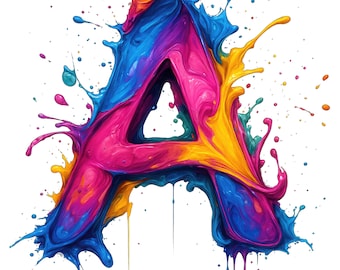 Colorful Graffiti Alphabet Clipart: Urban Street Art PNG Letters (Digital Download) 36 PNG
