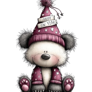Imágenes prediseñadas de animales para Año Nuevo – Set de PNG para fiestas festivas (Descarga instantánea) 35 PNG