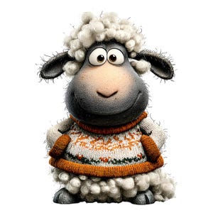 Grappige winterse schapenclipart – Leuke, knusse boerderijdieren PNG-bundel (digitale download, commercieel gebruik) 33 PNG afbeelding 16