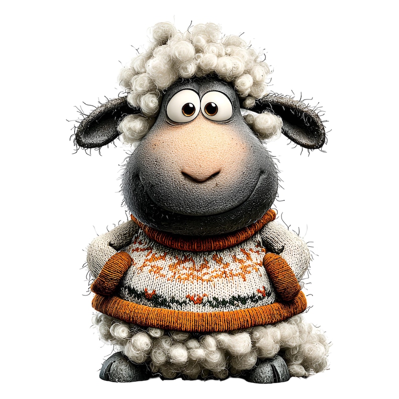 Grappige winterse schapenclipart – Leuke, knusse boerderijdieren PNG-bundel (digitale download, commercieel gebruik) 33 PNG afbeelding 16