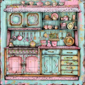 Shabby Chic Kitchen Junk Journal,Junk Journal Papers,Printable Junk Journal,Vintage Journal Pages,Digital Download,Watercolor Clipart