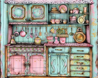 Shabby Chic Kitchen Junk Journal,Junk Journal Papers,Printable Junk Journal,Vintage Journal Pages,Digital Download,Watercolor Clipart
