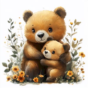 20 PNG papa et bébé ours clipart fête des pères, cadeau fête des pères, téléchargement numérique fête des pères, cadeau imprimable fête des pères, cadeau pour papa de son fils