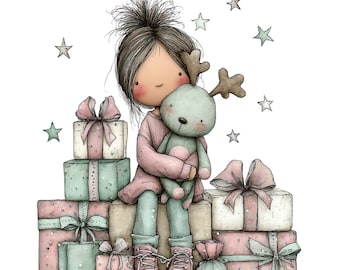 Christmas Little Girl Clipart: Cute Holiday PNG Bundle (Digital Download) 35 PNG
